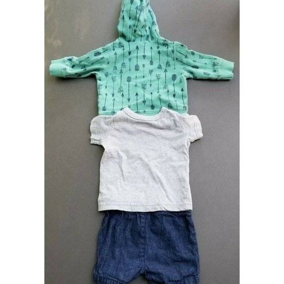 Carter's Baby Boy 3 Piece Hoodie Shirt Shorts 3 Months - Picture 7 of 7